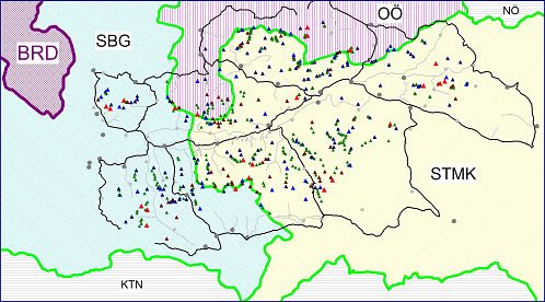 Gebirgsgruppen-Bundesländerverteilung