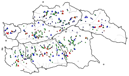 Alle Gipfel im Yeti-Kerngebiet