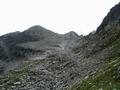 Am Weg zum Felseinstieg auf den Vockentalspitz - Blick zurck zum Gamskarspitz (links)