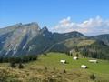 Blick �ber die Vormaueralm hin�ber zum Schafberg (ganz links). Rechts - etwas niedriger - die Spinnerin. Rechts davon der T�rlspitz - unser n�chstes Tourenziel