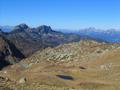 Blick von der Seekarscharte zum Hinteren (links) und Vorderen (rechts) Geistein
