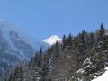 Blick auf den sonnenbeschienenen Gipfel des Baukogel (vermute ich zumindest)