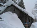 Bei einer verfallenen Htte im Bereich der Nocheralm (ca. 1.350). Bis hierher gab es traumhaften Pulverschnee - weiter unten verstrkt auch Bruchharsch.