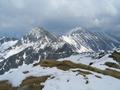 Im Osten: Der Hochstubofen (links) - Schitourenziel im Mai 2005 - und die Rettlkirchspitze.
