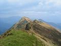 Blick vom Dromeisspitze zurck ber den Gratverlauf bis um Kochofen (der dunkle Gupf rechts - ganz im Hintergrund).