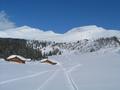 Blick von der Durchgangalm auf Gr. Silberpfennig (links) und Seekopf (rechts im Vordergrund) bzw. Kolmkarspitze (ganz rechts hinten).