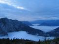 ber mir die Wolken der letzten Regenschauer - unter mir dichter Nebel ber dem steirischen Salzkammergut