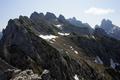 Der (Urlaubs-)Tag war noch jung, das Wetter zwar diesig, aber angenehm warm, und dort drben - links der Bildmitte - lachte der mehrgipfelige Mandlkogel herber. Einen markierten Weg aus Richtung Stuhlalm soll es auch geben. Also beschliee ich, auch noch den Mandlkogel zu besuchen. Rechts hinten brigens die markante Bischofsmtze.