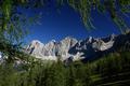 Herrliche, fast kitschige Kalenderausblicke auf das Dachstein-Dreigestirn: Torstein - Mitterspitz - Hoher Dachsetein