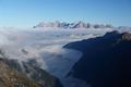 Das Who is Who des Dachsteingebirges: Torstein - Mitterspitz - Hoher Dachstein - Dachsteindirndln - Hunerkogel - Kl. und Gr. Koppenkarstein - Scheichenspitze - Hohe Rams - Eselstein - Sinabell (v.l.n.r.).