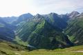 Von hier kann man einen groen Teil des Klafferkessel-Rundweges berblicken. Aufstieg im rechten Tal zur Gollinghtte. Dann links hinauf auf den Greifenberg. Abstieg ber den Klafferkessel zur Preintalerhtte (links) und ber das linke Tal am Riesachsee vorbei wieder zum Ausgangspunkt.