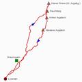Der Routenverlauf: Start beim Bergrestaurant Loseralm. ber die Schipisten zur Bruningalm und weiter entlang der Schimarkierung am linken Weg bis zum Rauchfang. Kurzer Abstecher zum Kl. Rinner. Zurck ber den Rauchfang zum Hohen Augsteck und weiter zum Niederen Augsteck. ber die Bruningalm wieder zurck zum Ausgangspunkt.