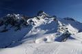 Vor uns die Bischofsmtze mit unserem Aufstiegsgelnde ca. in Bildmitte. Der Kamplbrunnspitz ist die kleine Erhebung rechts der Bischofsmtze.