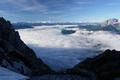 Und noch einmal das phantastische Nebelmeer - Blick Richtung Sden ber Bischofshofen hinweg in die schneebedeckten Hohen Tauern.