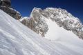 Der viele Schnee macht den Aufstieg zur Randkluft - vorbei am Niederen Dachstein - heute recht einfach.