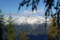 Ausblick zum Dachstein, an dessen Sdwnden wir gestern noch bei ca. 50 cm und mehr anstrengend im Schnee gestapft waren.