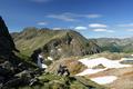 Hier noch beste Wetterverhltnisse mit prchtigem Ausblick auf Dachleiteck (Bildmitte) und Rupprechtseck (links).