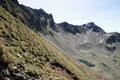 Beim Aufstieg auf die Rotmandlspitze. Rckblick zum Steilhang, ber dem wir aus der Vetternscharte (oberhalb der Bildmitte) zu den Seen abgestiegen sind.