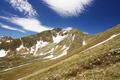 Beim Aufstieg im unteren, noch flachen Bereich auf das Straeck. Ausblick zur Rettlkirchspitze. Rechts das Aufstiegsgelnde von der Funkelscharte ber den Sdostrcken. Links das Abstiegsgelnde ber den Sdwestrcken.