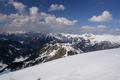 Blick Richtung Norden das Groarltal hinaus. In Bildmitte Karlkopf und Spielkogel, die ich erst unlngst mit Schneeschuhen besucht hatte.