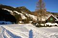 ... erreiche ich zeitgleich mit der Morgensonne die Htten der Hintersteineralm. Hier zweige ich nun nach links ab ...