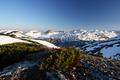 Ausblick vom Klammkogel Richtung Norden zum Schigebiet am Loser.
