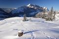 Blick ber den Anstiegsweg zurck zum Trkenkogel (13.05.2007) und Kampl, welches ich bislang 2 Mal im Winter mit Schneeschuhen besucht habe. Am 11.12.2004 aus Westen ber die Weienbachalm und den Eisengraben und am 29.11.2008 aus Sden bzw. Osten ber die Hinterberger Teltschenalm.
