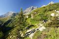 Blick auf den Bergkamm, der - unterbrochen von der einen oder anderen Scharte - vom Hochgolling (ganz links) ber den Zwerfenberg, Elendberg und Geinkel (allesamt beliebte Schitourenberge) nordwestwrts zieht und weiter oben auch ber die Wasserfallspitze fhrt, in deren unmittelbarer Nhe wir heuer im Tagesverlauf vorbeikommen werden.