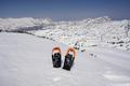 Zum gemtlicheren Sitzen werden die Schneeschuhe abgeschnallt - heute waren es meine Alpin-Favoriten Tubbs Flex Alp.