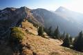 Blick zurck zu Tiefenkarspitz (links) und Schttkogel (rechts).