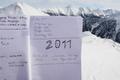 ... wo ich nach meiner Schneeschuhtour am Kochofen am 01.01.2011 heute neuerlich als erster Besucher des neuen Jahres die Jahreszahl schreiben darf.