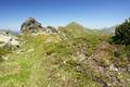 Nur an einigen kurzen Stellen wird der Bergkamm etwas schmaler, an kurzen Stellen auch latschenverwachsen. Meist geht es aber ber einen breiten Bergrcken, so wie hier.