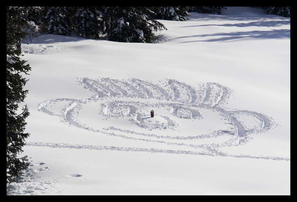 Spurarbeit mit Schneeschuhen im Tiefschnee