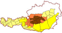 Gebirgsgruppen in Österreich - Kerngebiet und Aussenzone