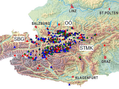 Gipfelkonzentration auf Zentral-Österreich