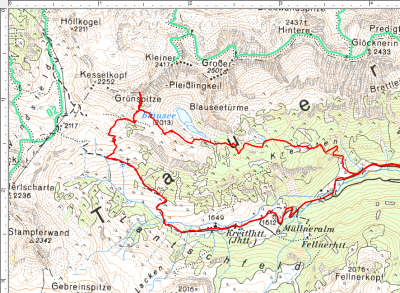 Abschnitt 2: Der Rundweg im Talschluß - Lantschfeldalmen, Grünspitze, Blausee