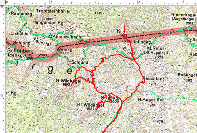 Das Tourengebiet im Bereich der 5 Gipfel