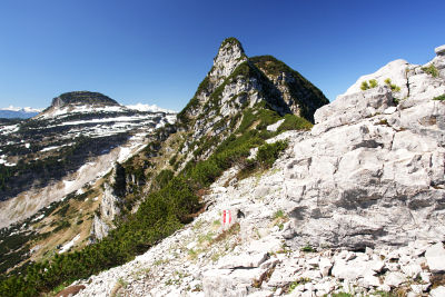 Die Schlüsselstelle: Der Felsturm des Bergwerkkogel