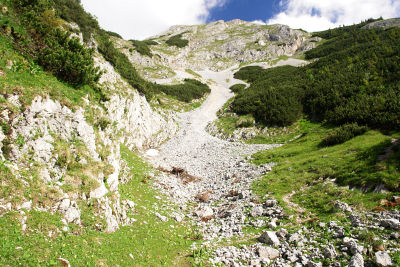 Aufstieg auf den Südostrücken zwischen Geierkogel und Gößeck