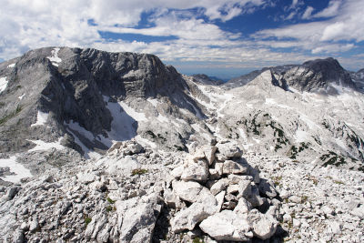 Von Süden: Vom Bösenbühel aus gesehen. Feuertalberg (links) und Temlberg (rechts)