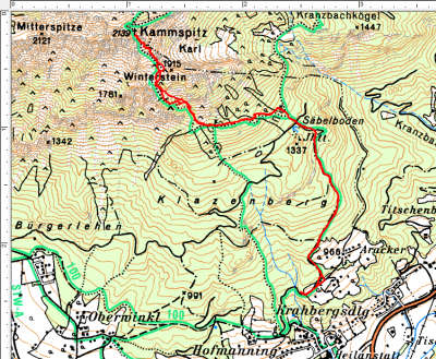Routenverlauf Säbelboden-Kammspitz