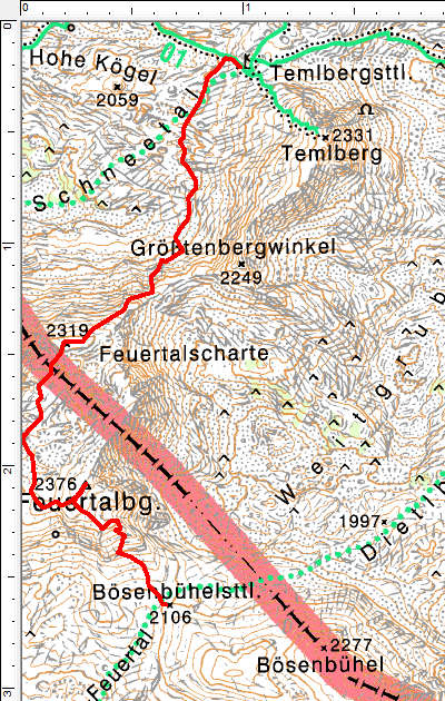 Route über den Feuertalberg