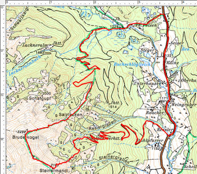 Routenverlauf Bruderkogel - Steinermandl