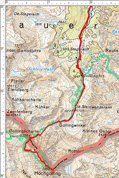 Routenverlauf Gollinghütte - Hochgolling