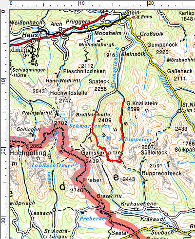 Tourengebiet Striegleralm - Predigststuhl - Breitlahn