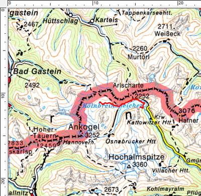 Tourengebiet Kölnbreinspeicher - Kleinelendtal