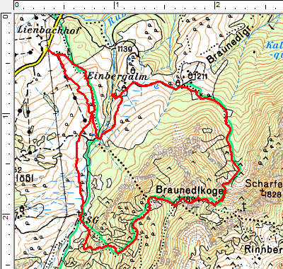 Routenverlauf Lienbachalm - Braunedlkogel