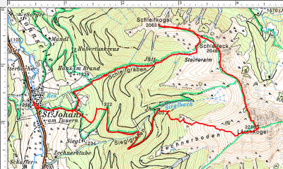 Routenverlauf Schleifkogel - Schleifeck - Lärchkogel