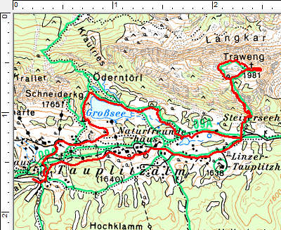 Routenverlauf Tauplitzalm - Großsee - Traweng