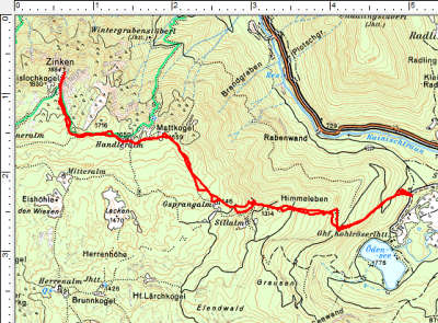 Routenverlauf Ödensee - Handleralm - Zinken